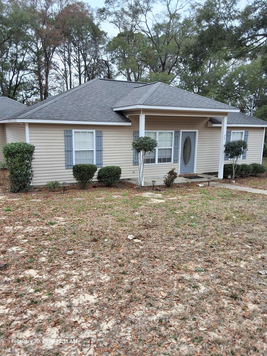 In the heart of Crestview 3 bedroom, 2 bath! This home sits on large corner lot with chain link fenced back yard with double gate, and deck off the dining room~ Split bedroom! The kitchen has butcher block countertops~ Living room has 10' ceiling~  Seller will have a new roof installed prior to closing with acceptable offer ~ new AC installed in April 2025 ~  water heater is also scheduled to be replaced.   Laundry room off of kitchen and steps down into the 2 car garage~