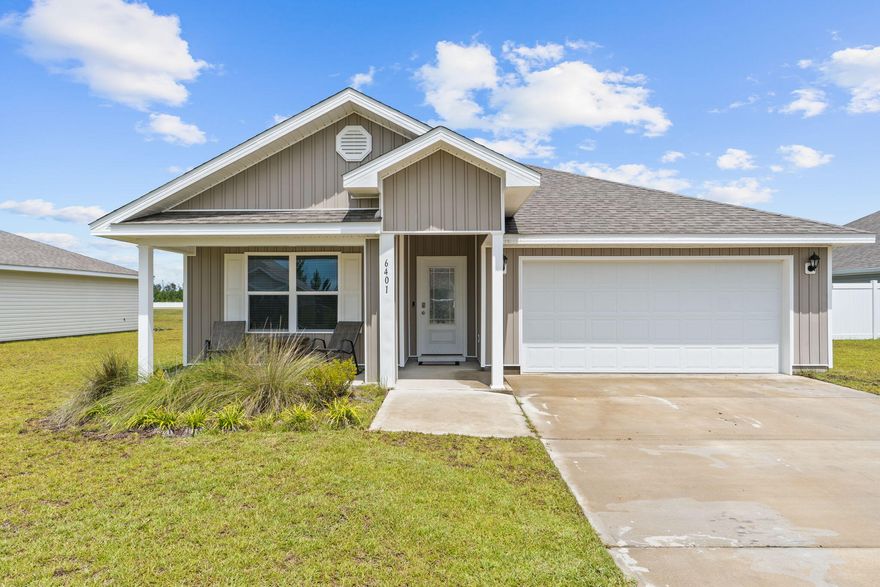 Welcome Home! Built in 2023, this beautiful 4-bedroom, 2-bathroom home combines modern style with everyday comfort. Step inside to find a bright, open floor plan with luxury vinyl plank flooring throughout the main living areas -- durable, stylish, and easy to maintain. The carpeted bedrooms offer a cozy retreat, while the spacious kitchen features contemporary finishes, stainless steel appliances, and a large island perfect for entertaining. The primary suite boasts a walk-in closet and a private ensuite with dual vanities and a tiled shower. Outside, enjoy a covered patio and a fenced backyard ideal for gatherings or quiet evenings.  seller offering $10K concession towards buyers closing expenses. Community amenities

Basketball Court
Pickleball
Exercise - Fitness
HOA
Community Mail Box Station
Outdoor Kitchen and Pavilion
Amenity Center
2 Playgrounds
2 Pools
Splash Pad