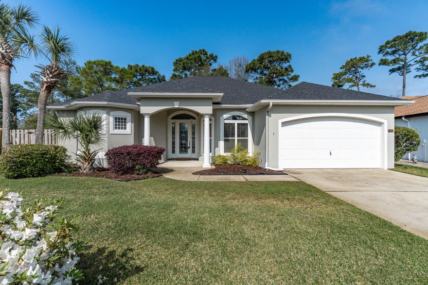 This exceptional home is nestled at the end of a tranquil cul-de-sac in the highly sought-after Chardonnay Estates, conveniently located just 15 miles from Eglin AFB and 10 miles from Destin. A striking glass front door sets the stage for a warm and inviting entrance.Inside, the spacious dining area seamlessly transitions into the living room, creating an open and welcoming ambiance. The well-appointed kitchen features elegant granite countertops and premium stainless steel appliances, flowing effortlessly into the cozy den, highlighted by a charming gas fireplace.The expansive master suite offers ample space to accommodate all your furnishings comfortably. Notable updates include a new roof installed in 2023, a water heater replaced in 2021, and an HVAC system from 2018.Step outside to enjoy the screened-in porchan ideal retreat for unwinding after a long day. The fenced backyard provides abundant space for outdoor activities, making it perfect for both relaxation and recreation.