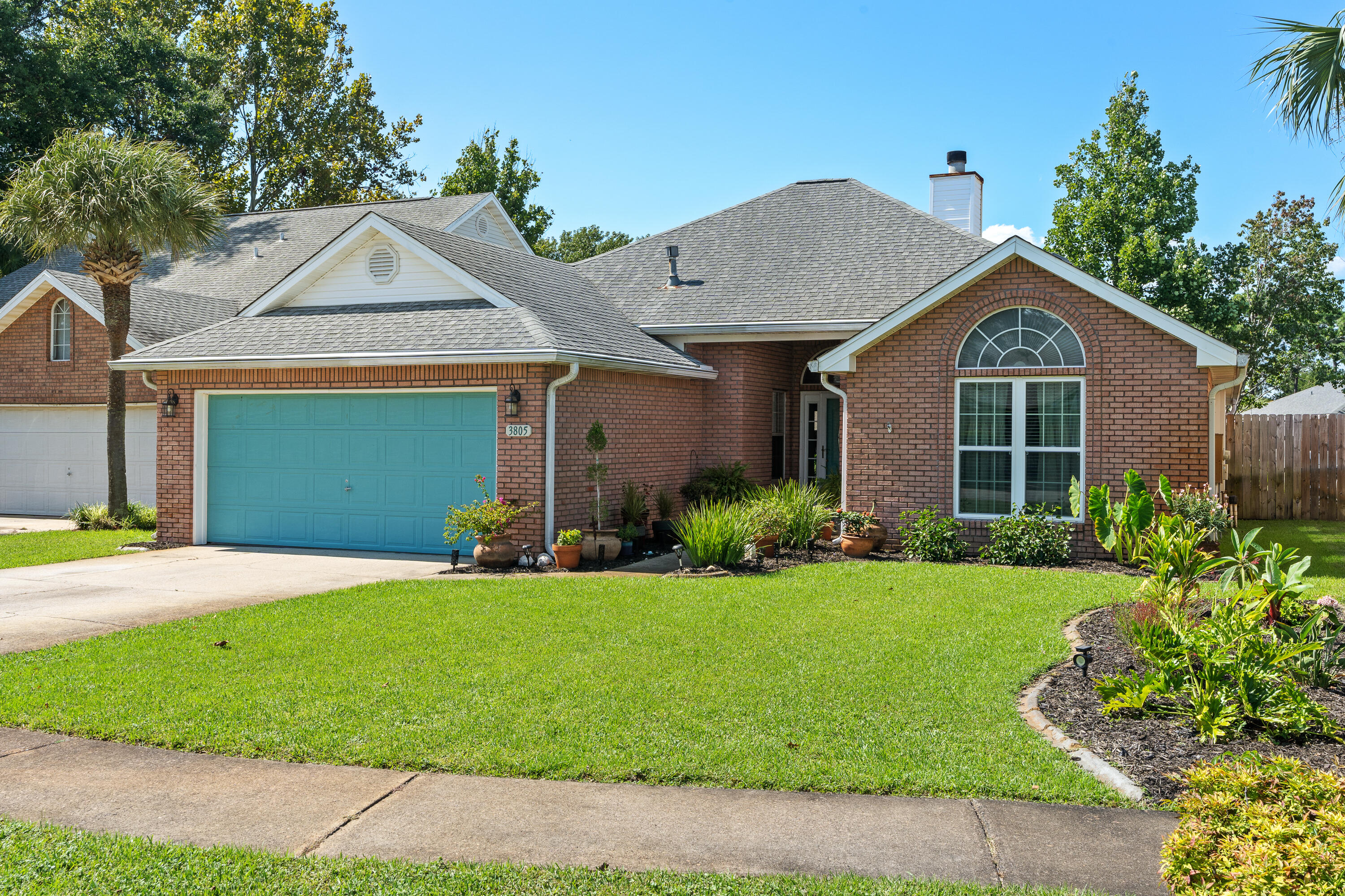 Multiple offers. Highest best offers due by 8/26 at 9 am cst. One story BRICK pool home in the heart of Destin! Great floor plan features split plan 3 bedroom, 2 bath, with flex room + 2 car garage. All this overlooking a beautifully landscaped outdoor living area with covered porch, custom pavers, and new saltwater pool. Home has been well maintained and updated over the years! New Prescott 'Katella Ash' vinyl wood flooring throughout. Freshly painted interior through out too. The entire HVAC was replaced Aug 2018, Dishwasher new as of Dec 2019, New Samsung refrigerator 2022. GAS Hot Water Heater replaced March 2017. Brand new custom Gunite pool 12x24, saltwater system, sand filter, color changing LED lights too. Large living room with high ceilings, gas fireplace and slider overlooking