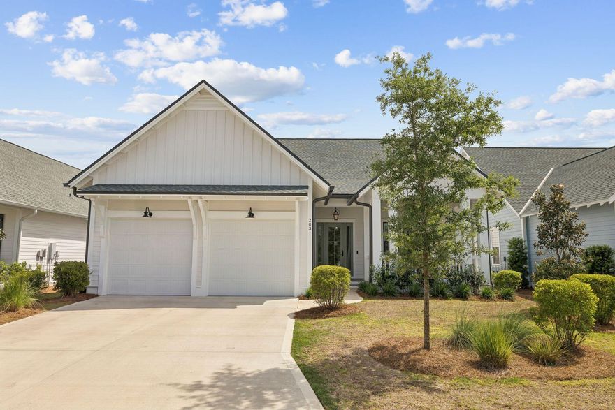Set within The Pines at Watersound Origins, this newly completed Huff Homes residence brings together polished design, generous scale, and a level of finish that immediately sets it apart. Built in 2025 and spanning more than 2,700 square feet, the Mistral floor plan offers four bedrooms and four-and-a-half baths in a layout that feels both elevated and easy. Inside, 11-ft. ceilings, wide-plank Medallion wood flooring, crown molding, and solid-core doors create a tailored, cohesive look throughout. The kitchen anchors the home with quartz countertops and backsplash, stacked glass cabinetry with lighting, a generous island, and a full suite of premium appliances, including a Wolf range, Sub-Zero refrigerator, Cove dishwasher, microwave drawer, beverage center, and ice maker. A dedicated dry bar enhances the entertaining flow, while the living area centers around a gas fireplace and opens seamlessly to the outdoors through expansive slider doors that bring in natural light.

The primary suite offers a calm, well-appointed retreat with upgraded tile selections, a freestanding soaking tub, and a spacious walk-in shower. Each additional bedroom is designed with comfort and privacy in mind, while thoughtful enhancements like custom cabinetry, laundry storage, Sonos surround sound, and EV charging capability add everyday convenience.

Outdoors, the backyard presents a rare opportunity -- generous in size and already prepped for a future pool, making it easy to expand the living experience even further. A covered porch, gas line for grilling, and welcoming front porch with gas lantern complete the setting. A GEM golf cart is also included, offering an effortless way to enjoy the surrounding area.

Residents enjoy access to a pool, fitness center, golf course, and miles of trails, along with close proximity to dining, shopping, and the beaches of 30A. With no short-term rentals and a reputation for a warm, connected atmosphere, this home offers a compelling option for those seeking a primary residence or second home defined by quality, comfort, and long-term appeal.