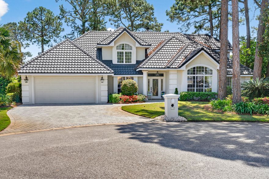 This stunning home is truly the jewel of the neighborhood--don't miss your opportunity to own it! Featuring 4 bedrooms, 2.5 baths, plus a dedicated office, this beautifully maintained property is located in the highly sought-after gated golf community of Emerald Bay. Tucked away on a quiet cul-de-sac along one of the community's most desirable streets, the home offers both privacy and charm. The backyard is a serene retreat, complete with a screened-in, heated saltwater pool--perfect for relaxing or entertaining. Enjoy your morning coffee from the breakfast area patio, surrounded by lush landscaping and fruit trees, including orange, grapefruit, and pear. The main living area is conveniently located on the first floor, along with the spacious primary suite. Upstairs, you'll find three additional bedrooms and a full bath, providing plenty of space for family or guests. This home is ideal as a primary residence or a second home getaway, and it has been meticulously maintained with key updates including: roof (2025), sprinkler pump (2025), pool pump (2024), pool resurfacing (2022), and upper new pool screen (2024). Emerald Bay offers exceptional amenities, including an 18-hole golf course, clubhouse, tennis courts, and a community pool--all just minutes from shopping, dining, and the beautiful beaches.