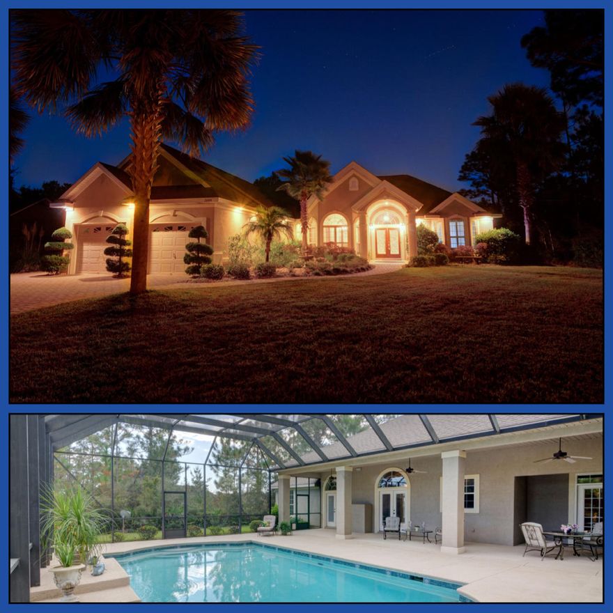 ABSOLUTELY STUNNING POOL HOME in Hidden Creek. As you pull up the paver driveway you are greeted with lush tropical landscaping and a unique inviting entry. With high ceilings & gorgeous tile flooring throughout the main living area, to the plantation shutters and fireplace, you will feel cozy and comfortable in your new home. The kitchen is a chefs dream w/high end custom cabinetry, granite and breakfast bar offering an abundance of counter space. The family room offers cathedral ceilings, surround sound, fireplace w/mantle and two sets of french doors leading to the backyard oasis w/over 500sf of covered patio space, screen enclosure and saltwater gunite pool w/waterfall. Please click the MORE button for additional info about this gorgeous home! You will truly love the backyard retreat with the privacy it offers and the park like setting.  Back inside, the master suite has 2 walk in closets, one of which was used as home office, a master bath with corner soaking tub, double vanities, separate shower & water closet.  The men will love the 32x24 garage, a great space to have a workshop & a place for all your toys! Above the garage the seller floored almost the entire attic space above, so there is an enormous amount of storage in this home.  The seller put a lot of thought into the construction and added little extras throughout, like the hurricane rated glass entry door, surround sound speakers inside and out, soffit lighting out front  and the rubber membrane roofing.  The home will amaze you from the moment you arrive, so COME TAKE A TOUR TODAY!