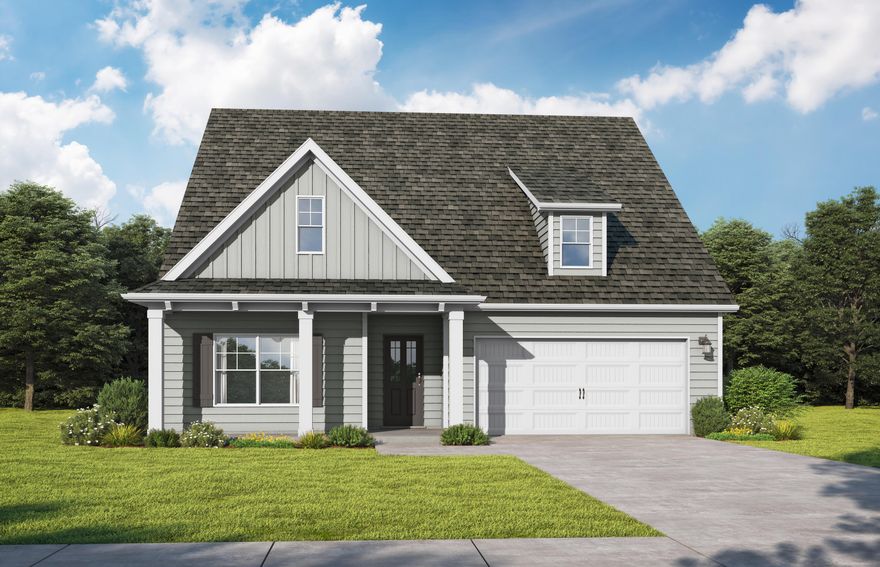 The Logan. Step into your foyer w/trey ceiling & shadow box trim. Gather around the quartz island in the chef's kitchen to share appetizers & stories about your day. A study/office is just off the central hub of the home. Your secluded primary suite boasts a trey ceiling, dual vanity, tub & shower along with a walk-in closet that connects conveniently to your laundry room. Secondary bedrooms have trey ceilings & share a full bath. Upstairs is an open loft/media room & a private bedroom w/ensuite, great for guests to relax and unwind. Covered front & back porch and 2-Car garage for all your toys! Visuals feature a similar home for inspiration. Pricing is the base starting point; final price varies based on upgrades and features selected. Homeowners in the  Nest at Owl's Head will  enjoy a resort-style pool and serene spring-fed lake.