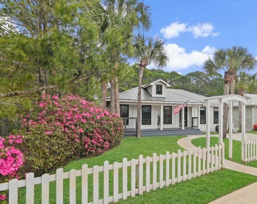 Immaculate, custom home in the desirable neighborhood of rental restricted Sea Dunes off of 30A. Nestled in a serene and peaceful rental restricted neighborhood, this charming beautifully remodeled beach cottage is the perfect oasis for those seeking a primary or second home near the beach. Situated just a short stroll away from beach access, this property offers the best of coastal living, with a NEW roof, NEW siding, NEW windows and gorgeous NEW iron and glass doors (2022). Beautifully renovated kitchen and bathrooms located next to THREE coveted public beach access points along 30A. This home is a quick walk to the beach or two minute golf cart ride.
The separate casita in the backyard serves as an excellent office space, art studio or guest quarters. The spacious backyard has ample space for enjoying the outdoors with a deck, screened in back porch and firepit making it the ultimate in outdoor living.

Located on the West end of the Scenic 30A corridor, this location is undeniably most convenient to South Walton County's favored commercial conveniences, shopping & restaurant districts, such as Grand Boulevard, Sacred Heart Hospital, and a phenomenal state park known as Topsail State Park, which offers guests 1,600 acres of indigenous forest, 3-miles of native, protected beach, and hiking & biking trails.

The recently remodeled Santa Rosa Beach and Golf Club is less than 1/2 a mile away. Santa Rosa Golf & Beach Club is the only member owned golf course and private beach club located on scenic Highway 30A. Referred to as the 'Purest Golf in the Florida Panhandle,' by Golf Magazine, the course offers a fair challenge and unique character.
Are you ready to start you 30A beach life? Please inquire for further details and to schedule a private showing.