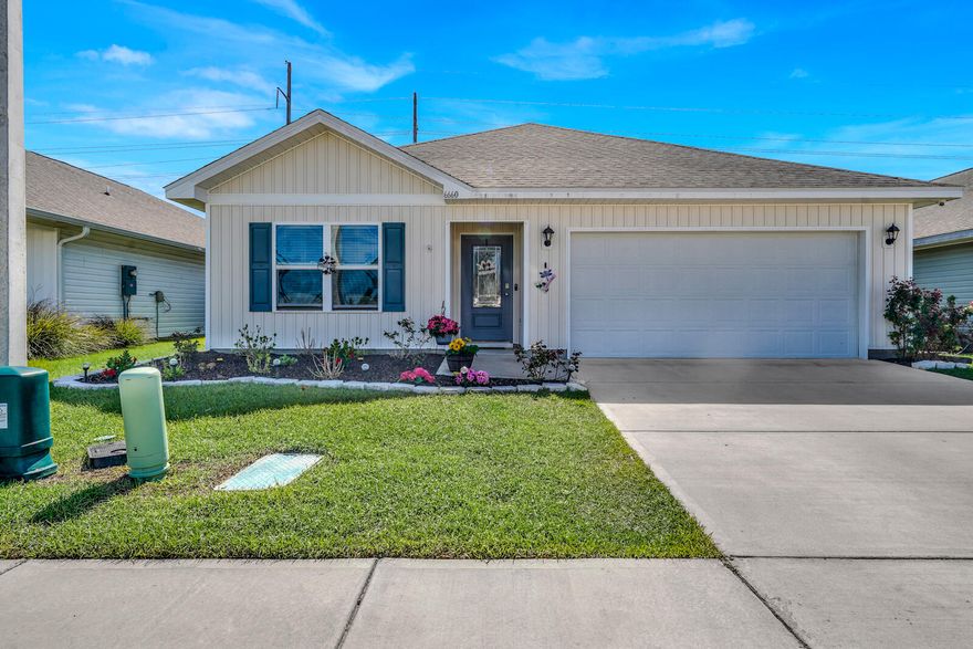 SELLERS OFFERING $5,000 IN CONCESSIONS! Welcome to 6660 Slabinski Ln, located in the highly sought-after Liberty community in Panama City. This beautiful Aldridge floor plan offers an inviting open layout that feels both comfortable and spacious, perfect for everyday living and entertaining.

The living area is open and welcoming, creating a great central space for relaxing or gathering with family and friends. The kitchen flows seamlessly into the dining and living areas, making it ideal for entertaining.

Several upgrades have already been completed, including a large extended back patio that provides plenty of space for outdoor entertaining, grilling, or relaxing in the evenings. The home also features updated door hardware throughout, giving the interior a fresh and modern touch. One of the standout features of this property is its unique lot location. With no homes directly in front, you'll enjoy a more open feel and added privacy. The home is also located near the cul-de-sac, helping minimize through traffic.

Liberty offers residents a beautiful community pool and a welcoming neighborhood atmosphere, making it easy to relax, connect with neighbors, and enjoy the Florida lifestyle. Conveniently located just north of Highway 231, this community offers an easy commute to Tyndall Air Force Base, while also providing quick access to shopping, dining, schools, and everything Panama City has to offer.

If you're looking for a home that offers modern upgrades, a great lot location, and a welcoming neighborhood, this one is definitely worth seeing.