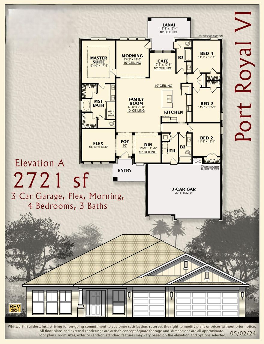 Builder Incentive $20K Your Way & the choice of REFRIGERATOR or BLINDS (certain restrictions apply). Corner Lot - 1/2 Acre! *Split Bedroom Plan, 3-CAR GARAGE, & TWO Bonus Rooms! *10-Ft Ceilings in Main Areas *Click'n'Lock Laminate Wood Plank in All Living Areas *Tile Floor & Granite Countertops in All Baths *Kitchen features Granite Countertops, Large Island & Stainless Steel Appliances *Main Bath Zero-Entry All-Tile Walk-in Shower, Separate Soaking Tub, Double Vanity & 2 Walk-in Closets *Ceiling Fans in Main Areas & All Bedrooms *Covered Rear Lanai *Irrigation System *Builder & Structural Warranty *2x6 Exterior Construction