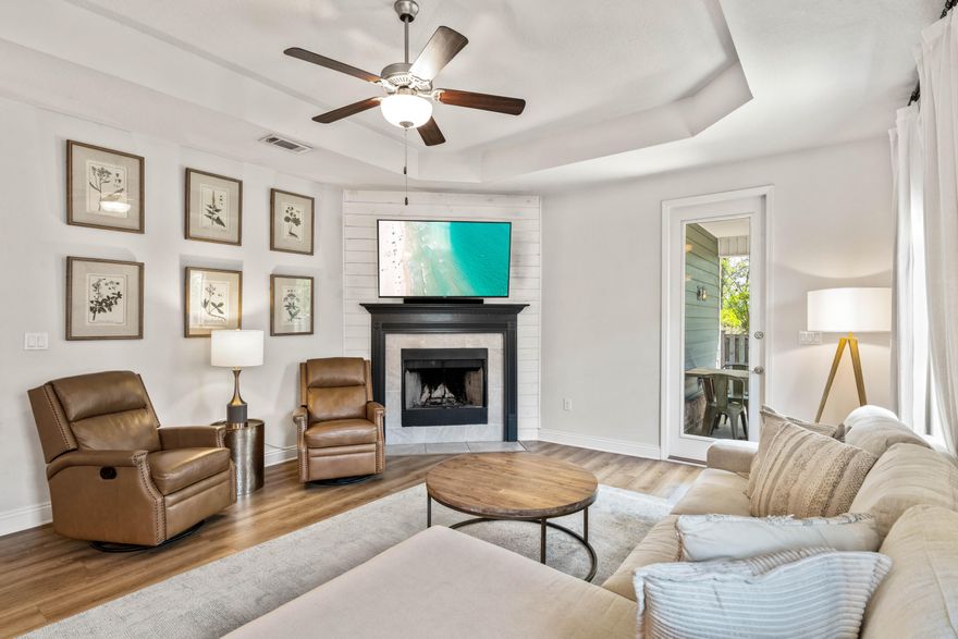 ***HOME WARRANTY PROVIDED***This beautiful craftsman style home is conveniently located with quick access to grocery store and restaurants as well as connection to Hwy 331 and 20 min drive to the Beaches of South Walton. This 3 bedroom 2 bath residence lives like a much larger home with an amazing floor plan that welcomes entertaining with great flow from dining area to large kitchen with expansive counter space and breakfast bar leading directly to the living area with charming fireplace.  Many elegant added features including tile backsplash in the kitchen, granite counter tops, ship lap accents and all updated lighting fixtures complete the warm and inviting look.  This peaceful gated neighborhood offers access to a community pool, fitness center, and scenic walking trails.