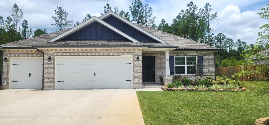 Welcome to Hammock Bay! This picturesque 3 car garage, one-story, 4 bed / 2 bath home on large lot (.35 acres) is ready for it's first renter. This house offers four spacious bedrooms and a large open concept plan featuring quartz countertops, LVP throughout with plush carpet in the bedrooms. The beautiful kitchen featuring stainless steel appliances, featuring a gas range, brilliant backsplash, colorful quartz and custom painted cabinetry will be sure to draw your attention. The large private backyard, backing up to the preserve is the ultimate gathering spot for friends and family. HB South is constructing top of the line amenities including a beautiful sun deck and pool, fitness area, pickleball, playground and a kayak/paddleboard launch