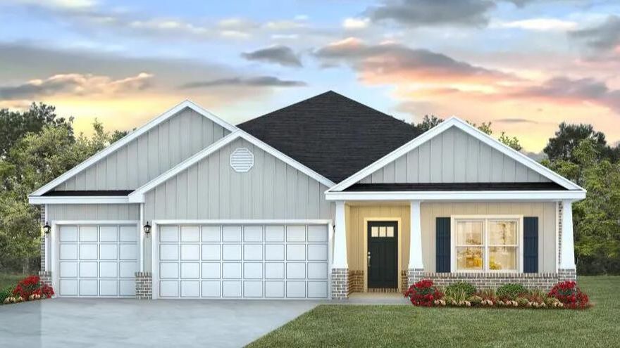 Welcome to Plantation Woods! The Destin plan is an upscale 4 bed, 3 bath home with a '3 car garage'. This one-story well-designed home features a highly desirable open concept plan, with a spacious great room and dining space that flows into the kitchen and breakfast area. Two bedrooms at the front of the home are connected by a full bathroom, while Bedroom one is located on the back of the home for a private slit bedroom floorplan. The fourth bedroom next to the kitchen can serve as an optional den or office, providing extra space for work or for play. This home includes the ''Smart Home'', connect package that provides several convenient Smart Devices you will enjoy. Fabric Hurricane window and door protection. ALL LISTING pictures, colors, features, and size may vary. Square footages are approximate.