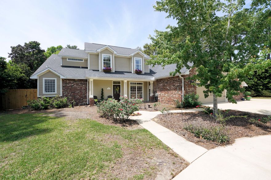 Lovely four-bedroom home situated on a spacious lot in the desirable Rocky Bayou area. This property features a circular driveway, a two-car garage, and additional parking ideal for a boat or RV.
Inside, the home offers a versatile layout with two separate living areas, a formal dining room, a large eat-in kitchen, and a loft space. The primary bedroom and bathroom are conveniently located on the main floor, while three additional bedrooms are upstairs and share a full bathroom along with the loft area.
The kitchen, breakfast nook, and family room are thoughtfully positioned together, creating a comfortable and functional living space. The family room boasts vaulted ceilings and a cozy brick-surround fireplace. A half bath and laundry room are also located on this side of the home  for added convenience.
Enjoy the charming Florida room overlooking the large, fenced backyard--perfect for relaxing or entertaining.

Roof: 2018. Gutters 2019. New fence 2026. Home exterior painted 2026. Screens replaced in Florida room 2025. New refrigerator and stove top 2025. Sprinkler system and pump serviced 2025.
AC : 2010 & 2019.