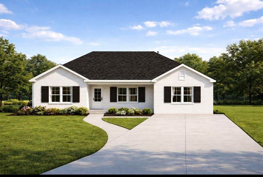 NEW CONSTRUCTION underway in DeFuniak Springs! This brand-new 4-bedroom, 3-bath home offers approximately 1,811 heated square feet with a spacious open-concept layout and split-bedroom floor plan designed for both comfort and functionality. Situated on approximately 0.49 acres, this home features a large family room, spacious kitchen with island seating, dining area, indoor laundry room, covered front porch, and rear covered patio perfect for relaxing or entertaining.

The private primary suite offers a walk-in closet, double vanities, soaking tub, and separate shower. Exterior features include attractive brick accents with low-maintenance siding.

Conveniently located near shopping, dining, schools, and downtown DeFuniak Springs while still offering a peaceful setting. Estimated completion projected for mid to late July 2026.