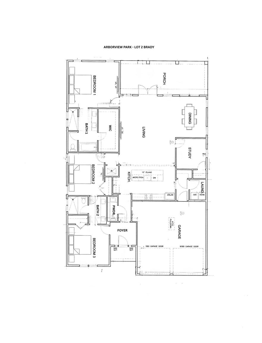 Welcome to the Brady by Huff Homes, located in the newly released Arborview Park phase of Watersound Origins, near the entrance of the community at West Bay Parkway and Highway 98. Situated on a corner homesite with a waterview, this single-level home offers approximately 2,090 square feet of living space with 3 bedrooms, 2.5 bathrooms, a study, and a 2-car garage.

The floor plan features an open living, dining, and kitchen layout with access to an expanded screened rear porch overlooking a retention pond. The primary suite is located privately at the rear of the home and includes a walk-in custom closet and a bath with a tiled shower and quartz vanity. Two additional bedrooms share a full bath, while the study near the front of the home provides flexible space for a home office or additional living area.

Interior features include 10-foot ceilings, crown molding in main living areas, quartz countertops in kitchen and bathrooms, upgraded stainless steel appliances, luxury vinyl plank flooring throughout, and wood cabinetry with soft-close drawers.

Exterior construction includes cement fiber siding, heirloom brick accents on the front and porch, decorative shutters, and professionally landscaped yard with irrigation.

Residents of Watersound Origins enjoy access to the Origins Golf Course, Village Commons pool and fitness center, sports courts, trails, and Watersound Town Center located within the community.

Estimated completion is: end-June 2026