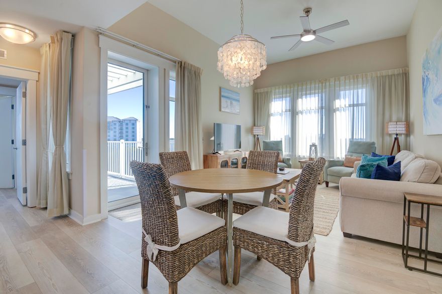 Live the Baytowne Wharf Lifestyle in Sandestin Golf & Beach Resort. Located in the heart of Sandestin, this condo offers walkable access to The Village of Baytowne Wharf--an energetic waterfront destination known for its marina, dining, boutiques, nightlife, and year-round events. Enjoy mornings along the Choctawhatchee Bay, afternoons on championship golf courses or sugar-white beaches, and evenings filled with live music, fireworks, and sunset views over the water.

This fully furnished condo offers light-filled living space within the gates of Sandestin Golf and Beach Resort in Miramar Beach. Vaulted ceilings create an open, airy feel, while large windows frame views of the resort's Grand Gardens. The floor plan is ... efficient and comfortable, with a well-appointed kitchen, spacious bedroom, and ample storage for a condo of this size. A Juliet balcony off the primary suite offers scenic views of one of the four championship golf courses. The private deck provides an inviting outdoor space to relax overlooking the lush landscaped grounds and to enjoy beautiful sunsets.

Sandestin Resort amenities include private beach access, multiple golf courses, tennis and pickleball courts, miles of walking and biking trails, a full-service marina, and resort transportation throughout the property. Whether as a primary residence, second home, or investment opportunity, Baytowne Wharf delivers a true lock-and-leave coastal lifestyle with endless recreation, entertainment, and dining just steps from your door. Experience the best of resort living on Florida's Emerald Coast.