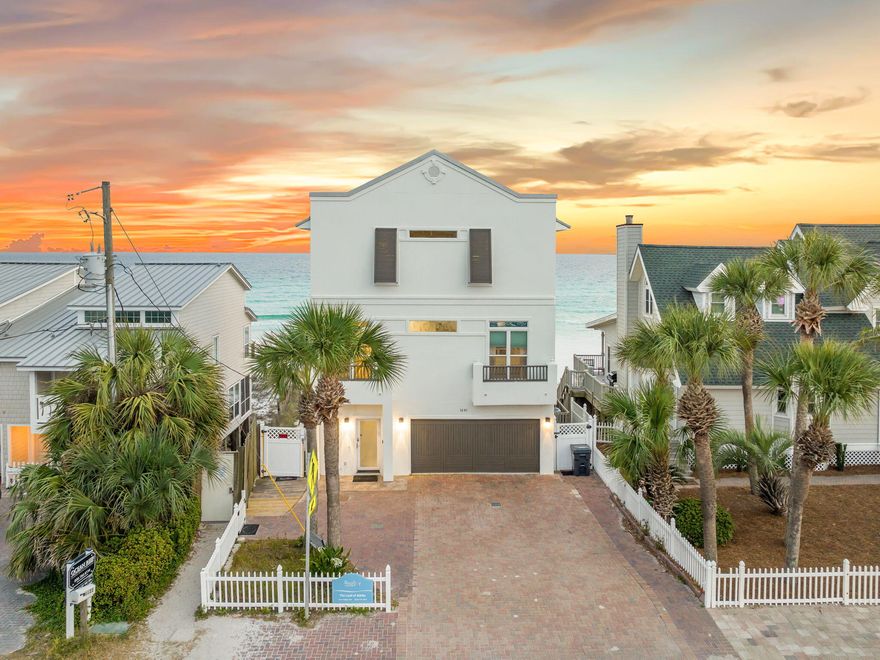 1641 Scenic Gulf Drive is a clean Gulf front position set directly on the sand with unobstructed exposure to the water and no interruption to the sight lines. It is a straightforward execution of what matters in this segment. Immediate beach access, strong vertical separation of living, and a floor plan that consistently pulls the Gulf into focus. The entry level is built for function. Two Gulf front bedrooms sit directly on the sand line, each with access to the rear decks and private walkover. A Jack and Jill bath keeps the layout efficient and durable for both personal use and rental rotation. It does exactly what it needs to do. Close to the water, easy in and out, no wasted space.

Upstairs is where the home opens up. The main living level is fully oriented to the Gulf, with floor to ceiling glass carrying views across the entire living, dining, and kitchen footprint. The kitchen is practical and well scaled with stainless appliances, granite surfaces, and custom cabinetry, positioned to stay engaged with the living space rather than separated from it. A gas fireplace anchors the room without competing with the view. A guest suite with a private bath is set off the main area, convenient but not intrusive.

Outdoor living is handled simply and correctly. Wide decks and covered porches extend the main level, creating usable space that stays connected to the interior. A direct staircase runs from the second floor to the beach, paired with an outdoor shower. Functional, expected, and executed without complication.

The top floor is reserved for the primary, which is where the elevation pays off. The suite is positioned to capture the full Gulf exposure, with a recently updated bath that follows the same orientation. Dual vanities, walk in shower, and soaking tub all aligned with the view. An additional ensuite bedroom on this level adds flexibility without taking away from the primary's presence.

The supporting pieces are in place. Ample parking, a two car garage, and real storage for beach equipment. Details that matter day to day and translate directly to rental performance.

Set along Scenic Gulf Drive with quick access to the restaurants, retail, and resort infrastructure of Miramar Beach, this is a no miss Gulf front offering. It is positioned correctly, laid out correctly, and built around the one thing buyers are here for, the water.