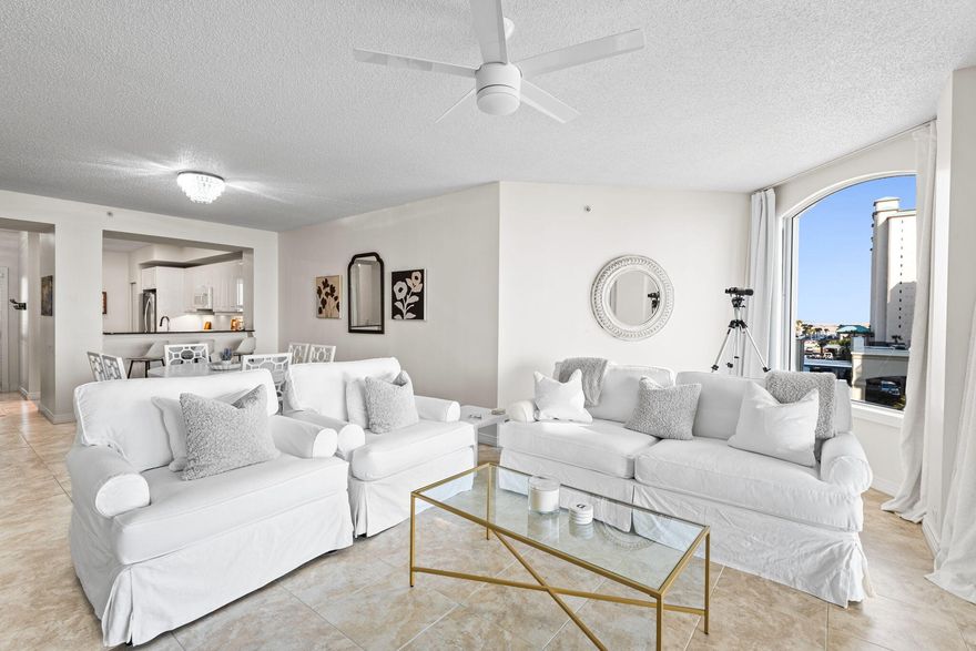 This 3rd floor 2br/2ba eastview condo is a must see. With it's crisp snow-white elegance kissed by the ocean air you will find yourself in a dreamy getaway. Beach Colony Resort is famous for it's circular terraces overlooking the Gulf. Amenities include covered parking, olympic size swimming pool, tennis/pickle ball courts, fitness room and social center with a full kitchen for parties and entertaining. This unit is being sold fully furnished.