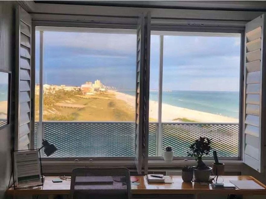 Iconic beachfront studio condo with stunning, unobstructed Gulf of Mexico views from the 4th floor. This 330 sq. ft. unit offers direct Gulf frontage--step outside and you're just feet from the water. Features include elevator-access, full kitchen with full-size refrigerator, oven, and microwave, exposed painted concrete ceilings, and Bahama shutters showcasing breathtaking east-facing sunrises. The building amenities include a large gulf-front pool, expansive amenity decks, fitness room, beach volleyball courts, wireless internet, and on-site management. One parking space included. Excellent short-term rental opportunity generating approximately $30,000 annually, with HOA covering all utilities, insurance (including flood and hurricane), maintenance, internet, amenities, and management. Ideally located near shopping, dining, entertainment, Pier Park, and Gulf World--yet situated on an uncrowded stretch of beach overlooking Bid-A-Wee Public Park with no future development. FINANCING OPTIONS AVAILABLE FOR QUALIFIED BUYERS!