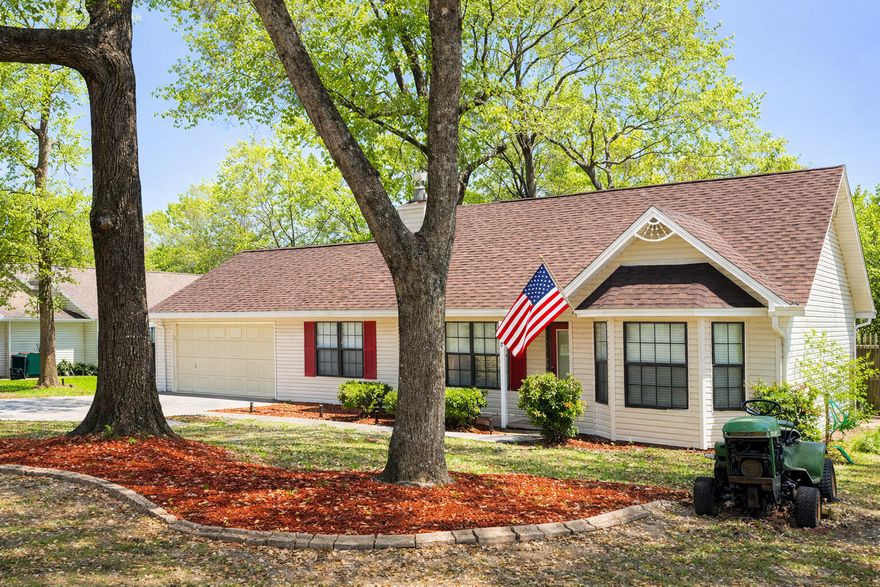 CHARMING UPDATED HOME WITH DOUBLE MASTER SUITES, NEW ROOF, NEW PAINT,  NEW CARPET... PLUS 3 FREE BONUS GIFTS!!! Minutes from shopping, high school and NEW BYPASS ACCESS! Bring your own rocking chairs to relax on the covered front porch and enjoy views of the shaded Cul de sac in this hidden North Crestview gem! NO HOA!  Step inside to a warm and inviting living room featuring vaulted ceilings, neutral ceramic tile flooring, and large windows that flood the home with natural light, creating an open and airy feel. Perfect for relaxing or entertaining! The well-appointed kitchen is a true highlight, offering cabinet storage with a large center island!  Newer stainless steel refrigerator with ice maker & water dispenser! Easy-clean glass top stove!
Dishwasher and industrial style sink sprayer! Enjoy nature views and bird watching from your kitchen window overlooking the shaded backyard.  Just off the kitchen, the dining area features tray ceilings and sliding glass doors that lead to the backyard -- your own private retreat!
This home offers a split floor plan with TWO MASTER SUITES, each featuring updated bathrooms and walk-in closets, providing flexibility for multi-generational living or guests. A third bedroom is tucked down the hallway for added privacy. Step outside to enjoy a fully fenced backyard complete with mature shade trees, including a producing orange tree!
Fire pit for cozy evenings, raised wooden flower beds, and a Storage shed for extra space! Additional features include a 2-car garage with workshop area and attic storage.  Located in the county -- bring your chickens and enjoy the freedom of country-style living!

FREE BONUS ITEMS INCLUDED:
1. Riding zero turn lawnmower
2. Electric lawn equipment (blower & weed eater)
3. Washer/Dryer

Call today to schedule your private showing -- this one won't last long!