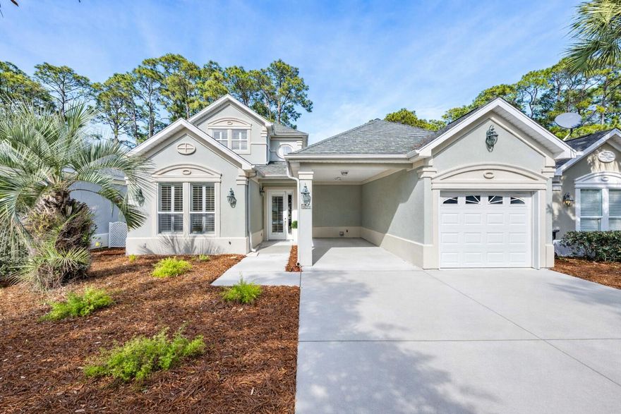 Located in one of the most desirable communities on the west end of Scenic Highway 30A, this well-maintained home at 104 Masters Court offers golf course views, an ideal floor plan, and easy access to the Gulf of Mexico.

The interior has been freshly painted and features new carpet on the second floor, creating a move-in-ready space filled with natural light. The open floor plan is designed for comfortable coastal living, with crown molding and plantation shutters throughout adding timeless character and charm.

A major highlight of the home is the layout with two bedrooms located on the first floor, including the primary suite and a guest suite, providing convenience and flexibility for homeowners and guests alike. The primary suite features a spacious bathroom and a large walk-in closet This feature is especially desirable for buyers searching for a Santa Rosa Beach golf course home with main-level living. Upstairs, a third bedroom with a full bath offers additional privacy, its own large walk-in closet, and access to a balcony overlooking the golf course. Multiple outdoor living spaces allow you to fully enjoy the surroundings. A private side lanai courtyard, a rear patio overlooking the golf course, and a second-floor balcony provide the perfect setting for morning coffee, evening relaxation, or entertaining after a day along 30A or at the beach. Situated along the Santa Rosa Golf & Beach Club's 18-hole, par-72 championship course, the home enjoys golf course views while still being just steps from the Gulf of Mexico via nearby beach access points at Martha's Lane or the Lake Causeway. This location offers the lifestyle many buyers are searching for when looking for homes along 30A that combine golf, beach access, and a quiet residential setting. The home also offers excellent storage with multiple storage closets and linen closets located throughout the home, making it practical for both full-time living and second-home ownership. Additional features include a one-car garage, a covered carport, and access to the community pool that is both heated and chilled, allowing residents to enjoy it year-round. The neighborhood is rental-restricted, creating a more private environment ideal for full-time residents or second homeowners looking for a relaxed 30A community. With its desirable floor plan, golf course setting, and location just moments from the beach, 104 Masters Court presents a rare opportunity to own a golf course home in Santa Rosa Beach within one of the most sought-after communities along Scenic Highway 30A.
