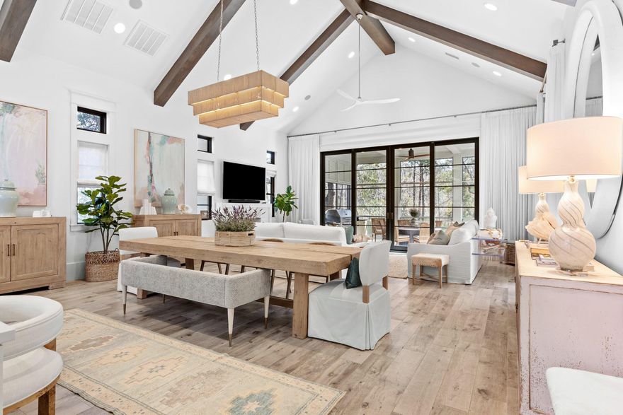 STUNNING 4 BEDROOM 4.5 BATH HOME IN BURNT PINE AT SANDESTIN GOLF & BEACH RESORT WITH METICULOUS ATTENTION TO DETAIL. DESIGNED BY RENOWNED ARCHITECT GEOFF CHICK & ASSOC. AND BUILT BY CHASE GREEN CONSTRUCTION. This One of a Kind House sits in PRIVACY Off the Street in the Oak Trees in The Preserve. Vaulted Ceilings with Beams in this Open Floor Plan House. Gourmet Kitchen with Top of the Line Appliances & Pantry Opens to the Dining & Living Room Areas of the home. Retractable Sliding Doors Open to an Immaculate Screened Porch with a Gourmet Summer Kitchen. Private First Floor Main Bedroom with Coiffered Ceilings and 2 Large Walk In Closets. Upstairs has 3 bedrooms 3 Baths, a 2nd Living Area and Office. Salt Water Pool Set Amongst the Oak Trees,  3 Car Garage & Full House Generator.