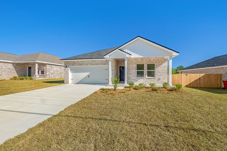 ROOM TO ROAM with 1.5 Acres! Early July completion on the 'MAYBELLE III' floor plan.  Front & back porches to relax on, all brick construction w/finished garages.  Split bedroom design, vinyl plank flooring thru-out, raised ceilings, recessed lighting, ceiling fans in all BR'S & family room.  Kitchen features work island w/bar seating, quartz countertops, cozy dining nook, corner pantry.  Owner's bath has tiled shower, double vanities, linen storage & walk-in closet.  Seller will contribute up to $10,000 towards buyers closing costs (call for details).  Photos of similar sold home - elevation, interior/exterior finishes will vary.