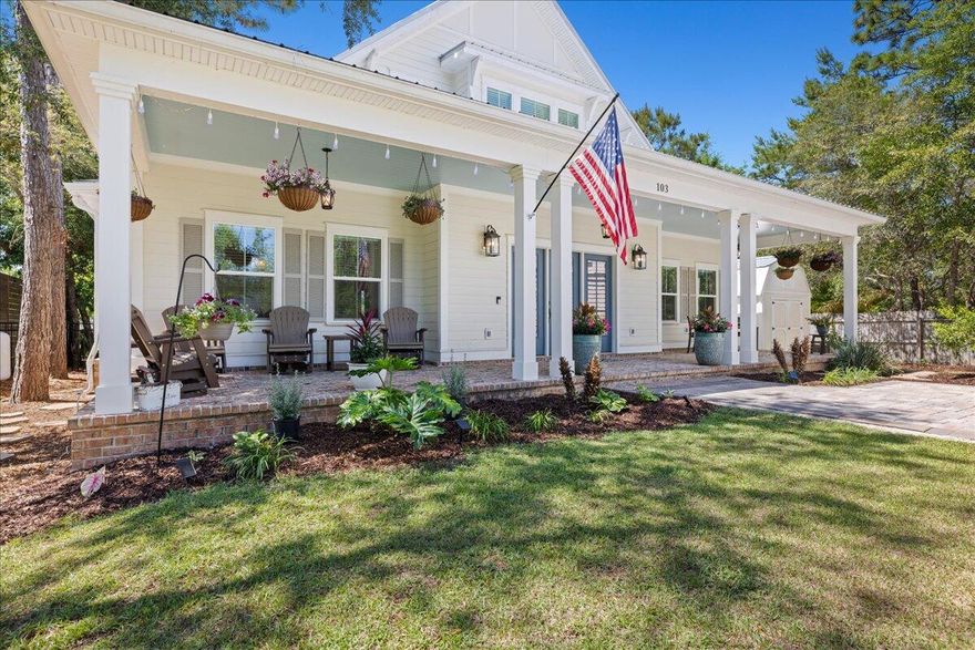 This coastal custom home is set on a protected bayou with serene water views. Enjoy your private dock which has $36k of upgrades that include a lift for a boat and 2 jet skis. The apartment above the garage offers versatility for an Airbnb or office. Enjoy Southern charm with brick pavers throughout, high ceilings, deep covered porches, including a 24x16 rear porch, and a fenced backyard with a small citrus grove. As a bonus, a 24kw whole-home generator supports both structures and the dock with 2 owned propane tanks. The main home offers 3bed/3.5 baths and a downstairs primary suite with a modern closet, soaking tub, and separate shower. The kitchen showcases an oversized island, gas range and extra storage in the kitchen galley. No HOA & room for a pool! Don't miss out A beautifully pavered driveway leads to the 2-car garage with a apartment above--complete with private bedroom, living area, bathroom, and kitchenette, ideal for rental income, guest suite, or office.

Located within easy reach of 30A, Blue Mountain Beach, and Grayton Beach, easy boating to North Beach and The Bay restaurants or head to Crab Island in Destin--perfect as a primary residence, second home, or investment opportunity.