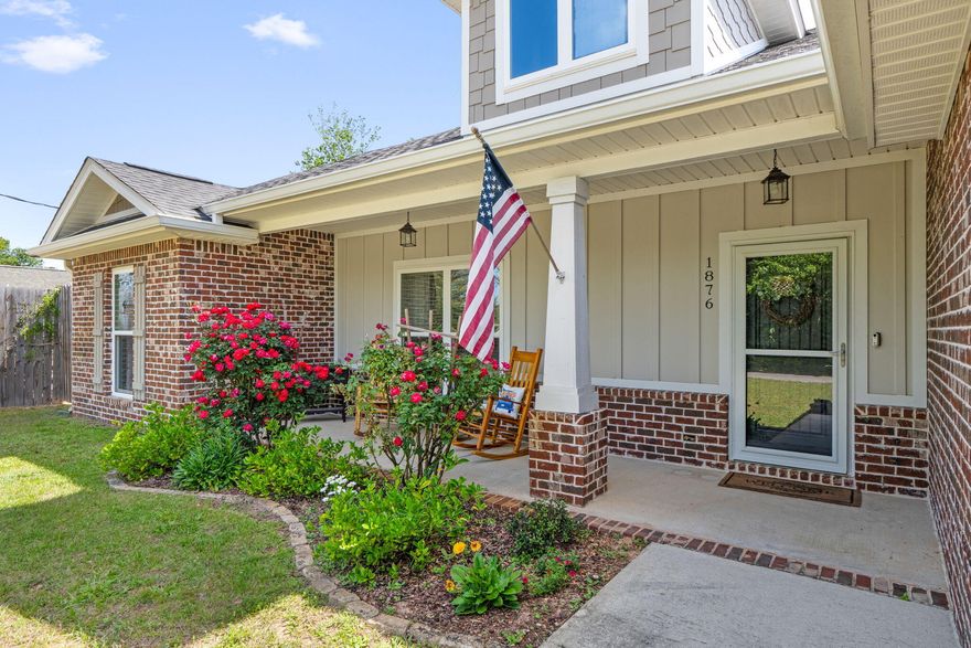 Stunning all brick 3BR/2BA in Gulf Breeze with 2 car garage and no HOA. Built in 2021, this 1,739 sq ft home offers modern finishes and quality construction throughout. The open floor plan centers around a chef's kitchen featuring granite countertops, a large island with bar seating, w/ dovetail soft close drawers, stainless Whirlpool appliances, & porcelain tile that carries through the main living and dining areas w/ tray ceiling, and an abundance of natural light. The primary suite is a true retreat with a tray ceiling, ceiling fan, dual walk in closets & a spa like bath complete with granite vanity, glass enclosed tiled shower, and rainfall showerhead. Two additional bedrooms and a spacious laundryround out the interior. Water heater replaced in 2024. Head outside to to a covered front porch with lush landscaping, a covered back patio, and a fully fenced yard with lawn irrigation. Gulf Breeze schools. Easy access to Pensacola Beach, Navarre Beach, shopping, and dining along Hwy 98. Schedule your showing today.