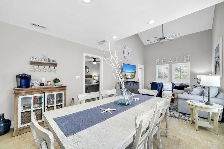 Beautifully remodeled 3BR/2BA corner-unit beach home in the gated Tops'l Beach & Racquet Resort, just steps from the beach and tennis courts. Featuring a desirable townhome-style floor plan, this rare end unit offers added privacy, a private balcony, and a small yard space--highly appealing for both owner use and rental income.
Offered fully furnished and rental-ready, the home showcases designer updates, refined finishes, and a bright, open layout that blends comfort with a sophisticated coastal aesthetic. Currently part of the TOPS'L Lodging Company by Good Life Vacations, enhancing its appeal as a turnkey investment opportunity.
Enjoy the convenience of a private carport with dedicated parking and no elevators to navigate--an ideal feature for both owners and guests.  The resort also offers 24-hour security, providing added peace of mind. TOPS'L Lodging Company membership adds exceptional value, including access to a Gulf-front pool and deck, additional pools, fitness center, sauna, hot tub, golf, dining discounts, and seasonal access to Blue Dunes. Tram service provides easy access throughout the resort.
Future amenities currently under consideration--such as a Kids Club, Tiki Bar, and expanded offerings--are expected to further enhance the overall resort experience. During peak season, Club members may also enjoy additional exclusive benefits.
Strong investment opportunity with excellent rental appeal in one of the area's most sought-after beachside resorts.