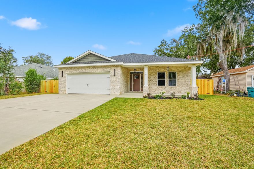 $10,000 Anyway Money! 2-10 Builder Warranty! 1 Year Termite Bond! New Construction in the heart of Shalimar with a short walk to the bay and public park.  Roughly 10 minutes to Eglin AFB main gate & a very easy commute to Hurlburt Field. 
5 Beds, 3 baths, bonus room/office off primary suite & oversized driveway. This open concept living space with LVP flooring enjoys a kitchen with double pantry, large island, & dining area opens to spacious living room that leads to your sitting room or office off primary bedroom as well as to outside to your large privately fenced backyard. All Brick home, Craftsman Trim, epoxy garage floor, soft close cabinets, elevated lighting and mirrors. Primary suite is divine with a double vanity, tiled shower, garden tub, separate toilet & walk-in closet.