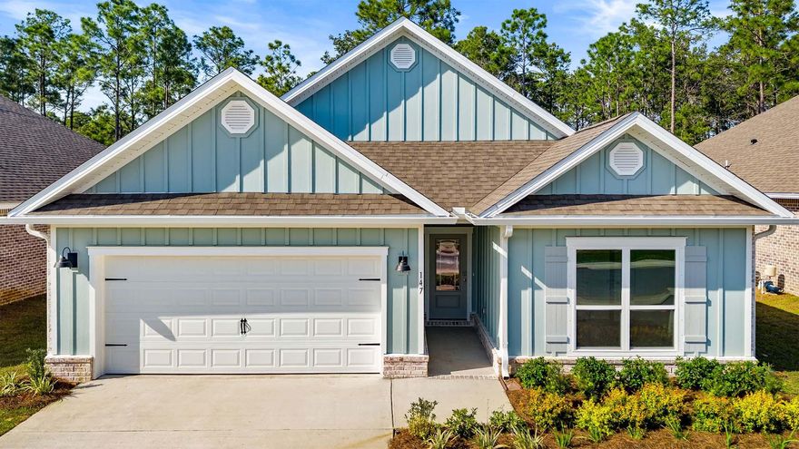 Welcome to 147 Holley Grove Lane, a new home at Holley Grove at Peach Creek in Santa Rosa Beach Florida. This floor plan features four bedrooms and two full bathrooms. Entering this home, you will notice the bright entry with the glass prairie door and a hall leading to the grand open living area. Two bedrooms are located off the entry hall with a full bath in between. The laundry room is located across the hall and offers plenty of space for a full-size washer and dryer. There is a fourth bedroom that could serve as an office space or den next to the laundry room. Each bedroom has plenty of natural light afforded by windows and spacious closets.