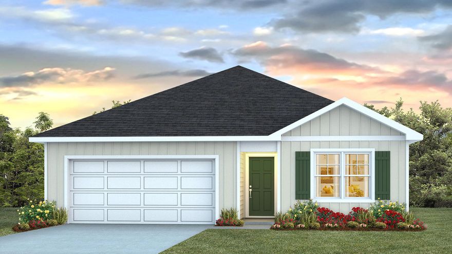 Welcome to 216 Dockside Road, a new home to be built at Magnolia at the Bluffs Phase 3 in Freeport, Florida. As you enter through the covered front porch, you find an inviting foyer EVP flooring leading to the primary bedroom, complete with carpet, a spacious closet, and an ensuite bathroom that has dual sink vanity, granite countertops, and an oversized shower.  Continuing through the foyer you will find yourself at the heart of the home that has an open concept living area filled with natural light, enhancing the living space. The kitchen is open to the living and dining areas, creating a comfortable living space for family and guests. A center island and ample counter space with granite countertops complete the kitchen as well as upper and lower cabinetry.
