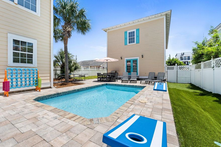 Welcome to Crystal Mansion ( 2025 =$163,354.00) a stunning coastal retreat in the highly sought-after beachside community of Crystal Beach with no HOA, just steps from the brand-new Tarpon Beach Park and the sugar-white sands of the Gulf. This impressive 7-bedroom, 6-bathroom residence offers approximately 3,580 square feet of beautifully designed living space, thoughtfully divided between the main home and a two-story carriage house. The properties are connected by an expanded private courtyard featuring a heated pool, creating the perfect setting for relaxing afternoons and unforgettable gatherings. Inside, the home boasts a spacious open-concept floor plan on the main level, ideal for entertaining. Large bedroom suites throughout provide comfort and privacy, making it perfectly suited for hosting multi families or large groups. Recent upgrades elevate this property to true turnkey status, including a brand-new kitchen, new flooring throughout the first level, fresh interior paint,and updated furnishings and décor. Every detail has been thoughtfully curated to blend modern luxury with laid-back coastal charm. The carriage house offers a unique and highly desirable layout with two levels and a private entrance, providing additional flexibility for guests, extended family, or enhanced rental appeal. With excellent management already in place and an unbeatable location just moments from the beach, dining, and shopping, Crystal Mansion presents an exceptional opportunity as a premier vacation rental investment or private coastal getaway.