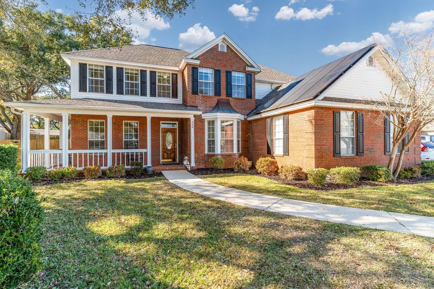 Assumable VA loan at 4.5%.  Welcome to this stunning custom-built home in Cindo Ridge Est. Featuring soaring vaulted ceilings and elegant custom-built-ins, the spacious living room offers a cozy gas-log fireplace, creating a warm and inviting atmosphere. The main floor also has an office with French doors, a formal dining room, and a beautifully updated kitchen with a walk-in pantry. The luxurious master suite provides a peaceful retreat with a spacious en suite bath, including a jetted tub, separate shower, and a large walk-in closet. Upstairs, you'll find two large bedrooms with a Jack-n-Jill bath and walk-in closets. The fourth bedroom has an en suite bathroom. Live the tropical lifestyle with an enclosed gunite pool (17' x 34'). There is extra parking beside the house for a boat or RV.