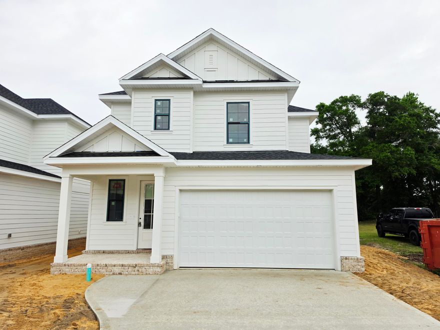 Brand new build to be completed at the end of May 2026. Modern comfort meets thoughtful design and a location that keeps you close to everything that Valparaiso, Niceville, and its surrounding areas have to offer. This beautifully crafted 4-bedroom, 2.5-bath residence offers 1,992 square feet of well-planned living space perfect for both everyday living and entertaining.
Inside enjoy a bright, open-concept layout with seamless flow between the living, dining, and kitchen areas, and the half bath on the first floor. The first floor is where the main suite is located, offering convenience and comfort with double vanity bath and oversized walk-in closet. 
 Upstairs, you will find the three additional bedrooms and a full bath, creating a little separation from the main suite and the rest of the home.
Outside, enjoy a fully fenced backyard. The 2-car garage provides ample storage and parking, while the brand-new construction offers peace of mind with modern materials and finishes throughout.
Located just 1 mile to Eglin Air Force Base, and 3 miles to the shopping and dining of Niceville, this home combines the best of new construction with a prime location. Seller offers $8,000 any dollars for buyer to use towards closing expenses.