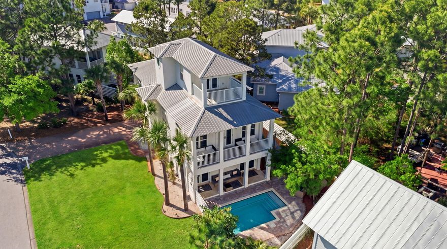 Elegant coastal retreat in the gated community of Cypress Breeze along scenic 30A. Offered fully furnished with a golf cart, this home features a private pool, a bunk room with four built-in bunks, and a second-floor balcony overlooking the pool. The primary suite offers its own private balcony for added relaxation. Residents enjoy resort-style amenities, including one of the largest community pools on 30A. Ideally located near beach access, dining, and shopping, this property delivers the perfect blend of luxury, comfort, and convenience.