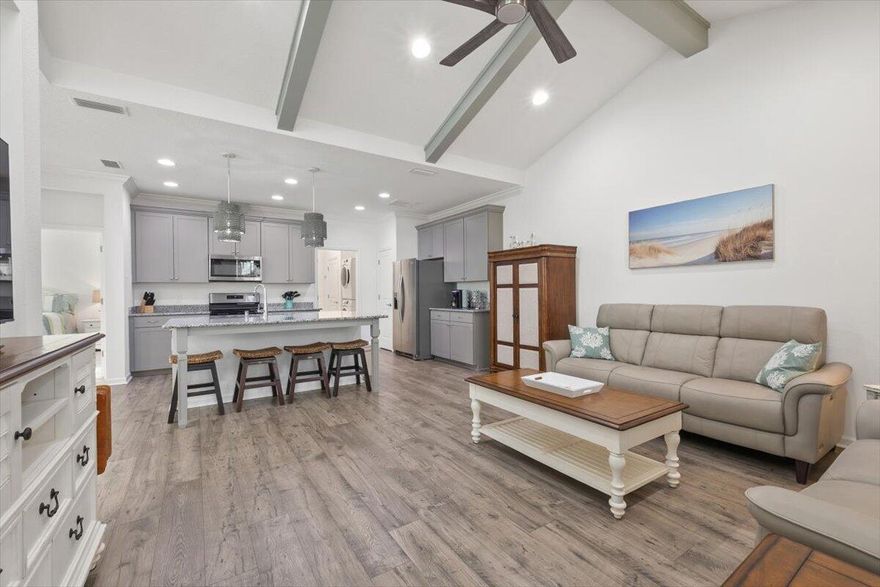 Ready to Live the Dream in Paradise? This is it! Welcome to this beautiful Camellia Cottage at 8556 Dreams Float Ct located in the fantastic 55+ community of Latitude Margaritaville Watersound, This is not your ordinary cottage there are so many upgrades! As you step inside this piece of paradise you will discover a beautifully appointed haven, soft neutral colors, an extended kitchen island with gorgeous countertops and upgraded cabinetry that is every chef's delight! Relax on your screened-in porch, a perfect spot for morning coffee or sunset cocktails. Hop in your golf cart and cruise around the neighborhood. The only thing missing is You! Property is currently furnished but can be sold unfurnished or partially furnished all is negotiable!