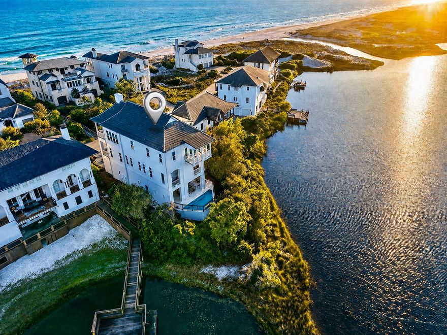 Welcome to an exceptional coastal retreat in the gated, non-rental community of Stallworth Preserve — 68 Stallworth Blvd. This masterfully designed 3-story home, built in 2021, embodies refined beach living with sweeping views of the white sand beach and emerald green waters of the Gulf. As if Gulf views weren't enough, this gem is located on a coastal dune lake as well. Step inside to discover ~3,908 sq ft of living space highlighted by 5 spacious bedrooms and 7 baths (five full, two half). On the ground level you'll find a welcoming entry, laundry area, a two-car attached garage, and an amazing outdoor living area complete with a summer kitchen and a private pool — all overlooking the serene coastal dune lake. Upstairs, four bedrooms each come with their own ensuite bath, offering privacy and comfort for residents or guests. The top floor is dedicated to living at its finest: a luminous living room, dining area, and gourmet kitchen all arranged to maximize the stunning Gulf and lake views. Also on this level is an expansive master suite, making this the ultimate retreat space. This home combines beach house charm with modern amenities: double-pane windows, storm-ready doors, ceiling fans, a tankless water heater, and efficient electric systems. Outside, the property sits on an ~8,712 sq ft lot in a private, secluded enclave with direct beach access located just across the driveway. A rare find in this prized 30A neighborhood. Whether you're seeking a luxury retreat, a coastal vacation base, or a high-end investment property, 68 Stallworth Blvd presents a rare opportunity combining privacy, panoramic water views, and turnkey elegance, in a location that offers both serenity and access to the Gulf.