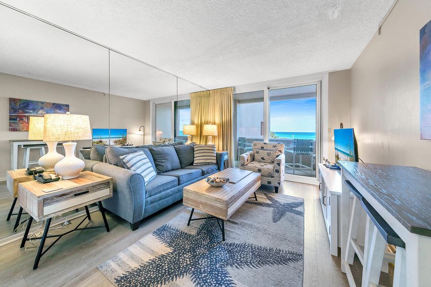 Discover serene Gulf views from this beachfront condo at Jetty East, ideally situated on Holiday Isle off Gulf Shore Drive in Destin. This 1-bedroom gem offers direct access to the sandy shores, making it a prime choice for those seeking an affordable yet lucrative vacation rental opportunity. Enjoy robust rental income with the added benefit of resort-style amenities, including a private beach, pool, expansive grilling pavilion, and courts for tennis and pickleball--all without the hustle and bustle of a busy highway nearby. Revel in the convenience of being just moments from the action, with the luxury of retreating to peace and quiet. Recently updated, featuring a modern kitchen and new furniture as of November 2021. This property is not just a purchase; it's a lifestyle investment.