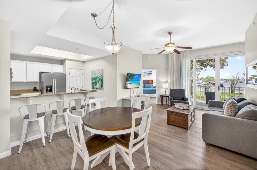 Act fast on this one! Think easy living and easy rentals. Comfortably furnished with some updates this Palms of Destin condo is just steps from the lagoon pool, located on the ground floor, and already producing rental income.

This 1,150 sq ft, 2-bedroom, 2-bath condo is fully furnished and move-in or rental ready. Located on the highly desirable first floor, it offers effortless access to the resort's best amenities without stairs or elevators. Inside, you'll find granite countertops, maple cabinetry, and stylish coastal touches throughout. Water heater and HVAC were both replaced in 2021.

Quarterly COA dues cover water, electric, internet, TV, and trash, keeping things simple for second-homeowners and investors alike. Recent gross rental income: 2025 YTD: $23,260, 2024: $21,361. Live like you're on vacation every day with unmatched amenities: 11,000 sq ft lagoon pool with waterfall and spa, splash pad, playground, fitness center, pickleball, tennis, basketball, EV charging, Tiki Bar, coffee shop, and an on-site restaurant. Plus, enjoy seasonal beach shuttle service and 24-hour security in this gated resort.

All of this is just minutes from Henderson Beach State Park, HarborWalk Village, Mattie Kelly Arts Center, and top shopping and dining.

Whether you're looking for a smart rental or a dreamy getaway you'll actually use, this is the one to see.

Call or text to schedule your private showing today and take advantage of free home warranty provided by the seller.