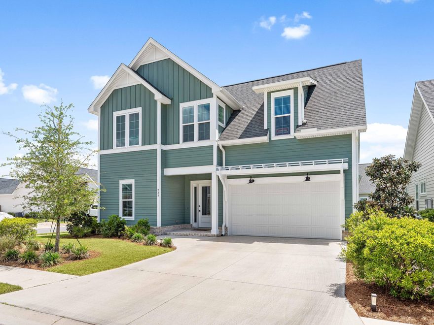 Positioned on a corner homesite, this newly constructed home includes four bedrooms, three full baths and one powder bath in the popular Watersound Origins community. This residence seamlessly blends traditional elements with contemporary features. The thoughtfully designed living space is centered around the custom fireplace and offers a harmonious blend of modern luxury and tranquil charm. The expansive open-concept layout is surrounded in natural light, thanks to ample windows throughout. The interconnected living, dining, and kitchen areas create an inviting space ideal for everyday living. The kitchen is equipped with stainless appliances including a 6-burner range, quartz countertops, and a spacious walk-in pantry. The screened porch is the perfect spot to read a book and overlooks the fenced backyard.
The home's design includes a primary suite on the first floor, featuring its own ensuite bathroom. There is also a powder bath, laundry, and custom-built locker area. Upstairs, there is a versatile flex space, perfect for a home office, media room, or play area. A junior primary suite with ensuite, two guest bedrooms, and a full bath are also on the second floor. Situated on a quiet street, this home provides peaceful living in a desirable area. This like new home perfectly balances elegance and convenience, making it a must-see for those interested in the Watersound Origins neighborhood.
Watersound Origins offers residents the perfect blend of natural beauty and modern amenities. Surrounded by towering pines and Lake Powell, the community is only two miles from the vibrant beaches of Scenic Highway 30A. The Village Commons serves as the neighborhood hub, featuring a resort-style pool, fitness center, pickleball and tennis courts, and an event lawn. Residents enjoy access to the highly rated Origins Golf Course, scenic walking and biking trails, Lake Powell, and an upcoming Art Park. Additionally, the Watersound Town Center at the entrance to the community offers dining, shopping, a Publix grocery store, medical facilities, and more.