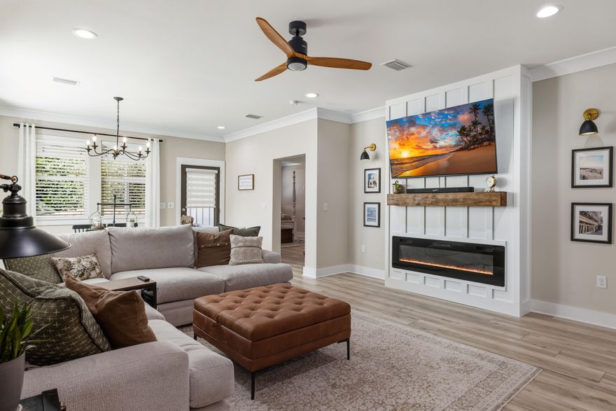 A must-see in Freeport! This 3-bedroom, 2-bath home with a flex space offers style, storage, a convenient location, and feels better than new. The exterior features fresh paint and a modern look, while inside you'll find light-colored LVP flooring throughout the main living areas.
Just off the entry, the flex room with sliding barn doors provides the perfect space for a home office, playroom, or additional living area. The home opens into a spacious living, dining, and kitchen area, highlighted by a newly installed fireplace, beautiful mantle, and feature wall. The kitchen has been updated with brand-new quartz countertops and a distinctive backsplash.
The primary suite is generously sized and includes a large walk-in closet. The en-suite bathroom features tile flooring, a double vanity, and a tiled walk-in shower with dual shower heads. Two additional bedrooms, a full bathroom, laundry room, and multiple storage closets complete the interior.
Step outside to enjoy the screened patio overlooking the fenced backyard, offering privacy and space to relax. An outdoor shower adds convenience, and the pond view with a large easement behind the home creates an open, extended feel. Additional storage can be found in the two-car garage and floored attic with pull-down access.
Located in a community with a pool and dock, this home offers both comfort and lifestyle. Conveniently situated less than half a mile to shopping and dining and under 15 miles to the white sandy beaches of the Gulf of Mexico.
Buyer to verify any information deemed important.