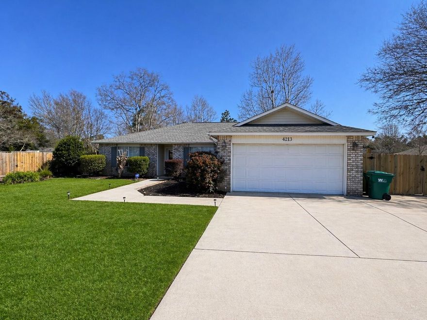 Assumable loan available to VA eligible buyer 4.7% rate.Located on a quiet cul-de-sac in Bluewater Bay, this four-bedroom, two-bath brick home offers a functional split floor plan and comfortable living spaces. Interior features include laminate and tile flooring throughout, crown molding, a cathedral ceiling in the living area, and a fireplace. The Florida Room provides flexible bonus space ideal for a home office, playroom, or additional living area. A standout feature of this property is the reinforced parking pad designed for up to a 40-foot RV or boat, complete with 30- and 50-amp electrical hookups, water, and a sewer dump station.
Roof replaced in December 2022.