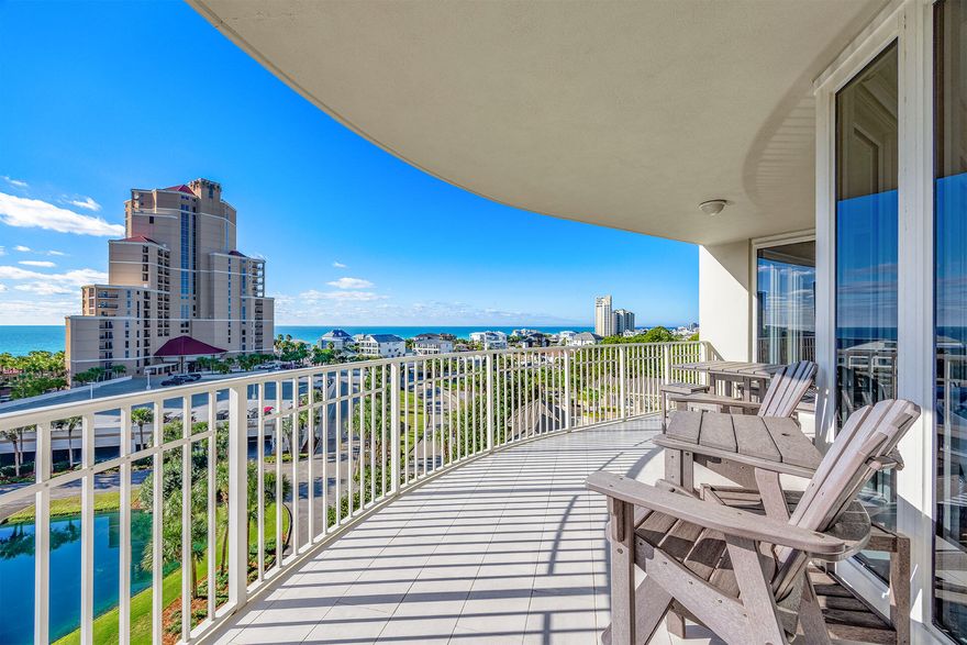 One Beach Club Drive 701 is a beautifully renovated 3-bedroom, 3.5-bath end-unit offering luxury living with panoramic views of the golf course, Choctawhatchee Bay, and the Gulf. Ideal as a full-time residence or second home, this coveted condo features a wrap-around private balcony and is located in the exclusive, rental-restricted One Beach Club Drive.

Completely remodeled in 2022, OBCD 701 boasts an open living, dining, and kitchen layout with a gourmet kitchen showcasing quartz countertops, ZLine appliances, a built-in Sonic ice maker, and under-cabinet lighting.

The primary suite opens to the balcony with stunning gulf views and features a newly updated ensuite with dual sinks, custom cabinetry, new tile flooring, quartz surfaces, a tiled shower, heated Toto bidet toilet, and a dedicated makeup area.

Two additional guest suites overlook the bay, each with a renovated ensuite. Bedroom #2 includes custom built-in queen bunk beds with cubbies, lighting, drawers, and floor-to-ceiling cabinetry. The powder room has also been thoughtfully updated with a quartz vanity, under-cabinet lighting, and designer wallpaper.

Additional upgrades include new hardwood floors throughout, new central air with dehumidifier, new tiled balconies, raised ceilings, recessed lighting, new chandeliers and sconces, and electric shades in the main living areas and primary bedroom. A deeded golf cart parking space (#18) is included.

As part of One Beach Club Drive's gated community, residents enjoy resort-style amenities including a heated pool, hot tub, spa pavilion, assigned covered parking and storage, tennis and pickleball courts, fitness center, media room, outdoor kitchen and grilling area, entertainment lounge, EV charging stations, and guest suites.

Ownership also provides access to the Sandestin Private Beach Club, offering private beach access, beach chair and umbrella setup, a heated beachfront pool, restaurant, and exclusive activities seamlessly blending luxury with convenience.

Sandestin Golf and Beach Resort features over seven miles of beaches and bayfront, four championship golf courses, 15 tennis and pickleball courts, a 226-slip marina, spa and fitness center, and premier dining, shopping, and entertainment across Baytowne Wharf, The Market Shops, and Grand Boulevard. The entire 2,400-acre resort is accessible by golf cart or bicycle, with miles of interconnected pathways winding through natural lagoons, lakes, and beautifully landscaped fairways. This highly sought-after community offers vibrant dining spots and charming boutiques, making it an ideal destination for both relaxation and active coastal living.
 
Experience the best of luxury coastal living-schedule your private tour today. Buyer to verify all dimensions and listing details.
