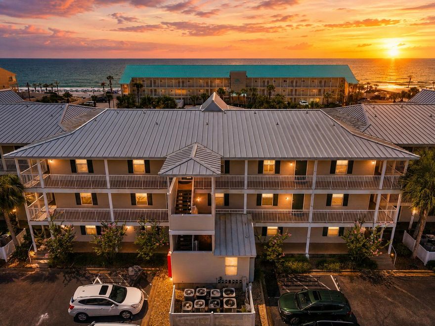 Welcome to your turnkey beach escape at Grand Caribbean West. Perched on the desirable top floor, this spacious 1-bedroom, 1-bathroom condo perfectly blends coastal charm with smart, income-generating design. The open living and dining area flows seamlessly to a large private balcony perfect for taking in the coastal scenery and Gulf breezes. Inside, you'll find standout features that maximize comfort and rental revenue, including a rare-for-the-area full-size kitchen, built-in hallway bunk beds for extra guest capacity, and the ultimate convenience of an in-unit washer and dryer. 
This pristine unit offers total peace of mind with extensive recent updates, including luxury tile flooring throughout, an updated bath with a newer tub and toilet, a 2019 HVAC system, a 2021 hot water heater, and the popcorn ceiling completely removed in 2022. Located directly across from the beach, you get the best of both worlds--beautiful Gulf views with the added security of not being directly on the sand. Grand Caribbean West provides excellent community amenities, including a sparkling pool, hot tub, grilling area, and a picnic pavilion. Whether you're looking for a high-performing vacation rental, a second home, or a cozy beach retreat, this unit is completely move-in ready in a prime Destin location. All information is deemed accurate but should be verified by the buyer and/or buyer's agent if important. Schedule your private showing today!
