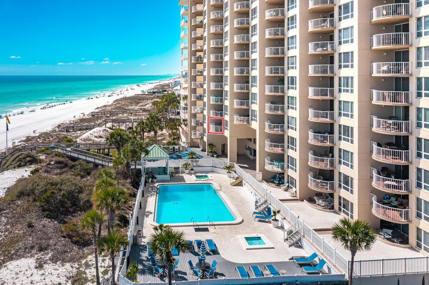 Hidden Dunes Beach & Tennis Resort is a 27-acre Gated Beachfront Community with 24-hour security and luxury amenities - perfectly situated between Destin & 30A. Hidden Dunes' Gulfside building underwent a major renovation in 2020 & has passed its Phase One Milestone Inspection. Gulfside sits directly on the resort's private beachfront with Unit A305 offering that perfect ''sweet spot'' elevation: high enough for sweeping views of the white sands & emerald gulf waters, but low enough to feel connected to the resort's lush landscaping & pool. Unit A305 conveys completely furnished & turnkey with a gulf front master & expansive lanai.  EXCLUSIVE AMENITIES enjoyed by Gulfside Owners & guest include a private beachfront heated pool, hot tub & a kiddie pool. Gulfside Tower features a fully equipped fitness center, gated beach walkover, seasonal beach service, EV charging stations & covered garage parking. The building is also pet-friendly for owners.  Throughout the resort there are lighted pathways, fountains and beautiful landscaping.  COMMUNITY AMENITIES include: Seasonal tram service throughout the resort, Rubico clay tennis and pickleball courts, a staffed pro-shop organizing lessons and tournaments, a playground and basketball courts, horseshoe pits, fishing lake, outdoor grills and multiple heated pools, kiddie pools and hot tubs. Hidden Dunes is centrally located, just a short walk to the nearby 1640-acre Topsail Hill Preserve State Park or a short drive to shopping at Silver Sands Premium Outlet Mall, golf, dining and adventures!