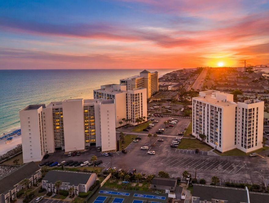 Enjoy Gulf views and peace of mind in this updated 2BR/2BA condo at Shoreline Towers in the heart of Destin. Offering approximately 1,430 square feet, this 4th-floor unit features Gulf views from the kitchen, living room, primary bedroom, and balcony. Interior updates include LVP flooring throughout, an updated kitchen with granite countertops, stainless appliances, upgraded cabinetry, backsplash, and ice maker, plus renovated bathrooms with updated vanities, tile floors, and tiled tub surrounds. Ideal as a primary residence, second home, or short-term rental. Shoreline Towers has recently completed a major multi-million-dollar restoration project, including concrete restoration, exterior painting and waterproofing, new elevators, and updated floor-to-ceiling, high-impact, double-pane,