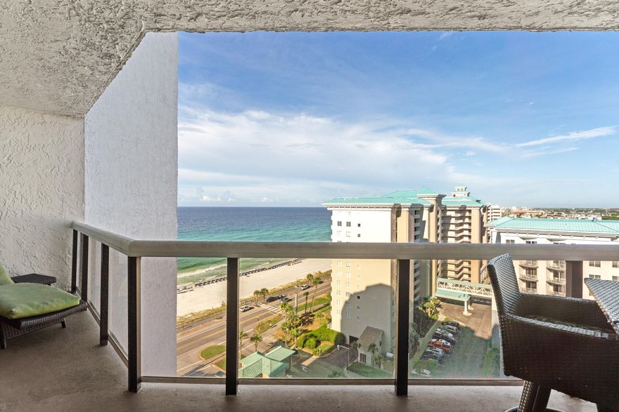 Experience easy coastal living in this beautifully updated, turnkey 2-bedroom, 2-bath condominium offering the perfect balance of comfort, style, and long-term appeal. Thoughtfully upgraded throughout, the interior features tile flooring, smooth ceilings, crown molding, granite countertops, stainless steel appliances, custom cabinetry, and a tiled backsplash, all complemented by tasteful coastal furnishings and modern finishes designed for both everyday enjoyment and rental appeal.

Step onto the private 12th-floor balcony and take in stunning Gulf views and breathtaking sunsets, creating the perfect setting for morning coffee, evening relaxation, or simply enjoying the beauty of the Emerald Coast. It's the type of view that keeps owners and guests coming back year after year.

Surfside Resort offers a true resort-style experience with an on-site front desk, spa, fitness center, tennis and basketball courts, a heated pool, and a private beach walkover with a tiki bar just steps from the sand. Whether you're spending the day at the beach, relaxing poolside, or ending the evening with sunset views over the Gulf, everything you need is within easy reach.

Ideal as a personal getaway, vacation rental, or a combination of both, this condo offers an exceptional opportunity to own a well-appointed property with Gulf views and sought-after amenities in one of the area's most popular beachfront communities.
