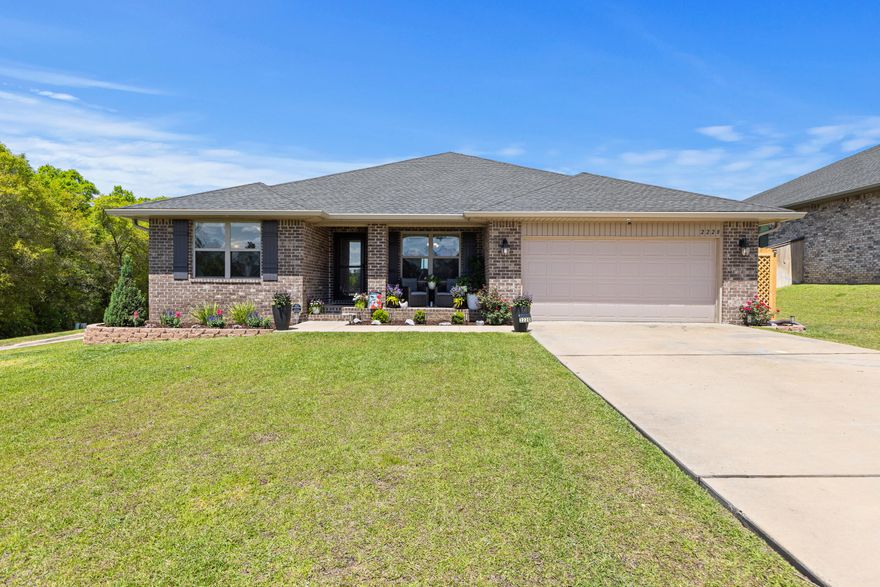 **Sellers offering closing cost assistance** This all brick, 4-bed, 2-bath, 2-car garage home sits on a quarter acre corner lot in Charleston Place. This home is only 4 years old and comes with a few upgrades already provided by the owners, such as a fully screened back porch, newly built deck and cozy firepit area complimented by beautiful landscaping. On the interior, this split floor plan offers tons of space with the primary bedroom/bathroom on one side of the home and the additional 3 bedrooms on the other.  The primary bedroom is oversized and ready to accommodate all your furniture very easily. The primary bathroom has a separate tub and shower, double sinks, and large walk-in closet. The kitchen and living room feel a little more grand with a vaulted ceiling and open concept. The kitchen is equipped with granite countertops, stainless appliances, and pantry.  With irrigation, seamless gutters and two covered porches, this home is always ready for the Florida heat. VA Loan Assumption available to VA eligible buyers (Rate 4.875% and minimal gap).