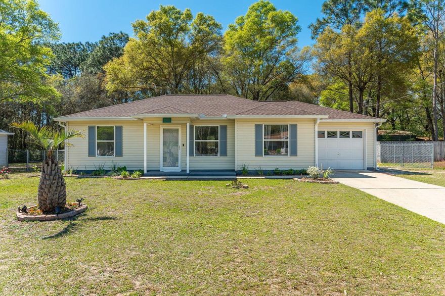 Central Crestview home with 3 bedrooms & 2 baths. LVP flooring throughout, no carpet. Split floor plan. Primary bedroom is separated and has a soaking tub/shower combo. Spacious dining area with custom wood trim. Good sized fenced back yard. Two sheds in the backyard. One is 8x12 and the second is 12x32 and has electric as well as LED lighting and insulated.