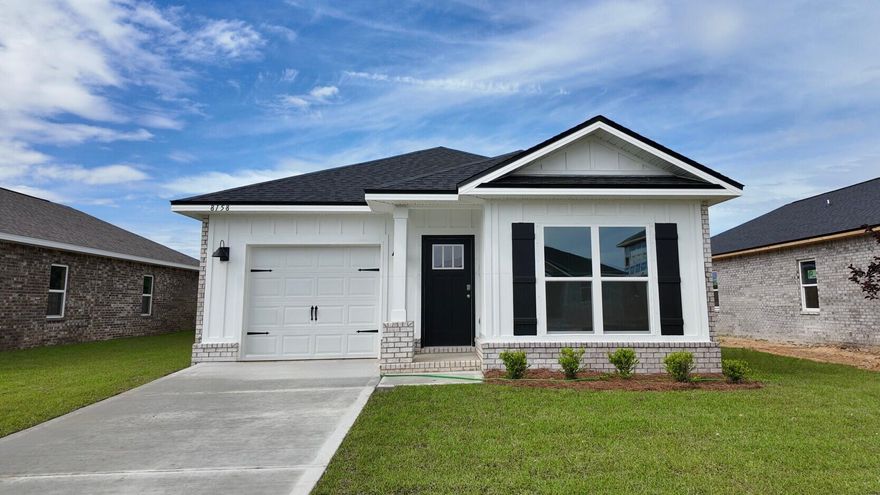 Welcome to Blackwater Reserve! A brand-new community featuring a beautiful community pool, Lazy River and Pickle Ball. The charming Delilah floorplan is a contemporary 1 story cottage style homes with 1 car garage. Popular 3 bedrooms, 2 baths and a highly desirable, relaxed open floorplan. The 'Smart Home Connect' System offers various convenient Smart Home devices you will love. The well-designed open kitchen includes stainless steel appliances, a smooth-top range, built-in microwave, gorgeous quartz countertops, quiet dishwasher, pantry, island bar, eye-catching wood-look flooring, and plush carpet in the bedrooms. No wasted space in this highly desirable floorplan. Fabric Hurricane door and window protection is also included. ALL LISTING pictures, colors, features, and size may vary. Square footages are approximate.